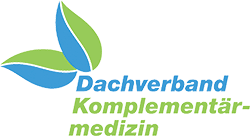 Kleines zweifarbiges deutschsprachiges Signet des Dakomed – Dachverband Komplementärmedizin Schweiz